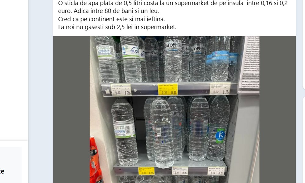 Turiști români, uimiți de prețul apei în supermarketurile din Grecia: „La noi e pe prăduială”