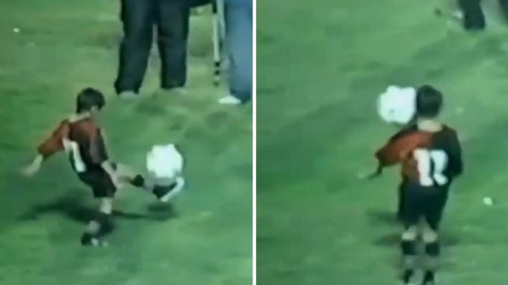 Imagini nemaivăzute cu Messi la vârsta de 9 ani. Jonglează cu mingea în pauza unui meci, iar publicul îl strigă „Maradona”