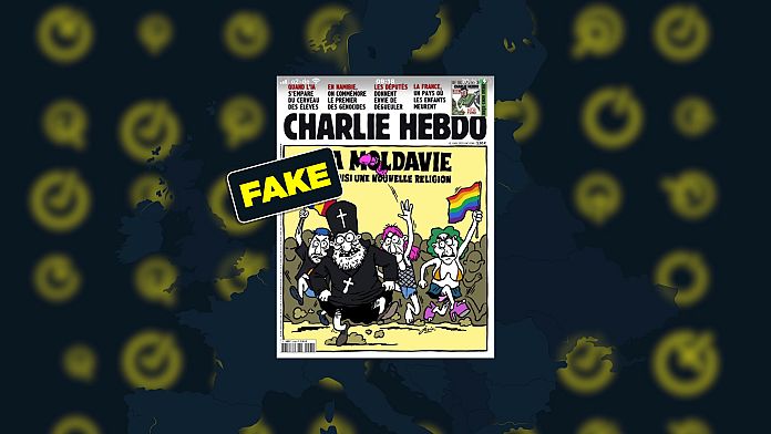 O copertă falsă a revistei Charlie Hebdo, care atacă Moldova Pride, circulă online.