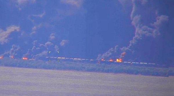 ucraina deraiat incendiat - Imagine ilustrativă