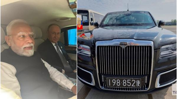 Imagini din limuzina Aurus a lui Putin. Premierul indian a publicat fotografii, după ce liderul rus l-a plimbat cu mașina, în China