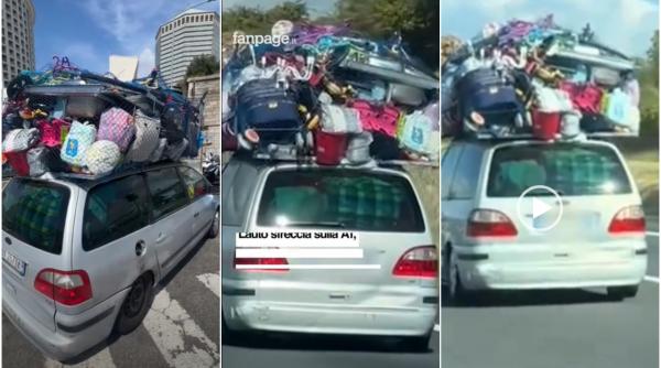 Italienii au urmărit cu sufletul la gură pe rețelele sociale cum o mașină supraîncărcată a traversat țara: Numai poliția n-a văzut-o